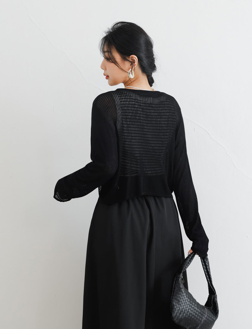 MISS. Lyocell Icy Silk Knit Plus Size Cropped Cardigan