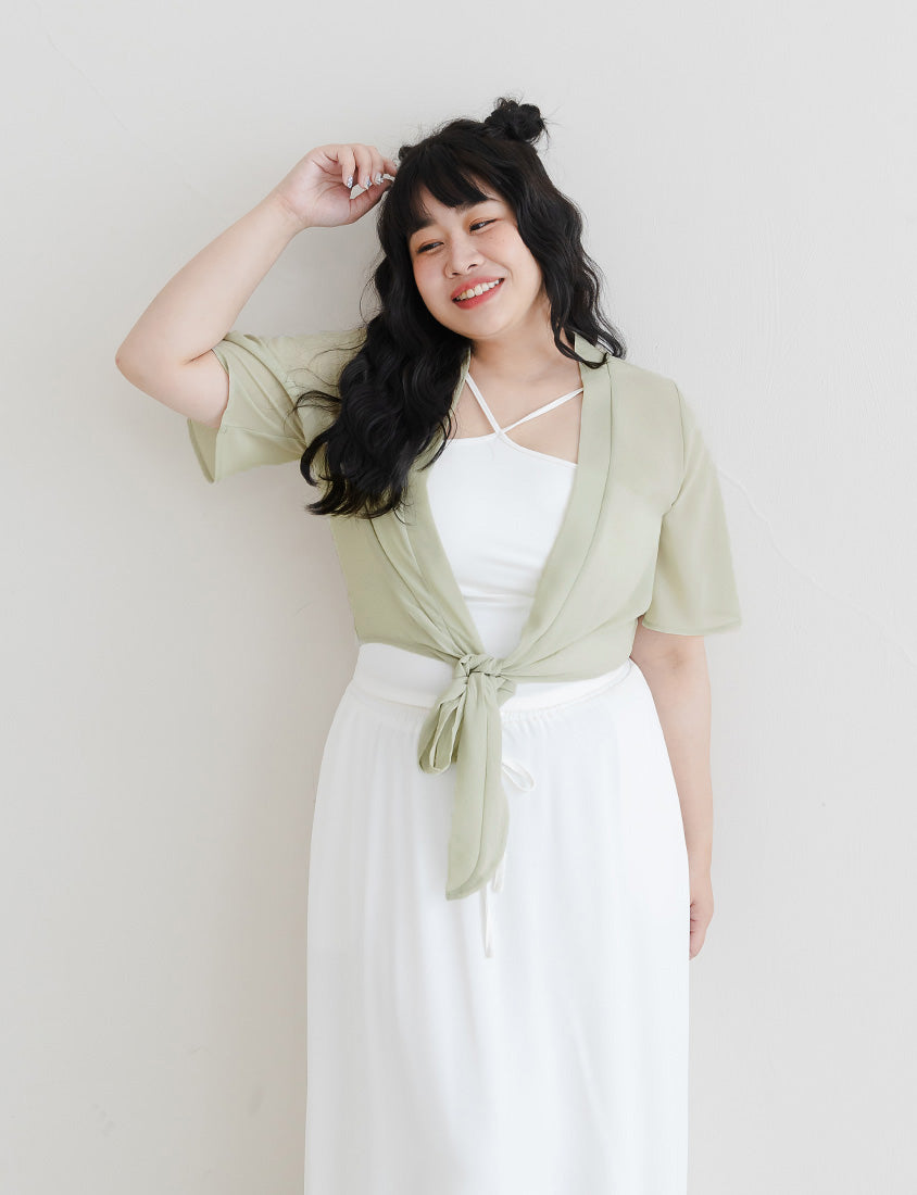 Summer Multicolor Sheer Tie-Front Plus Size Cover-Up