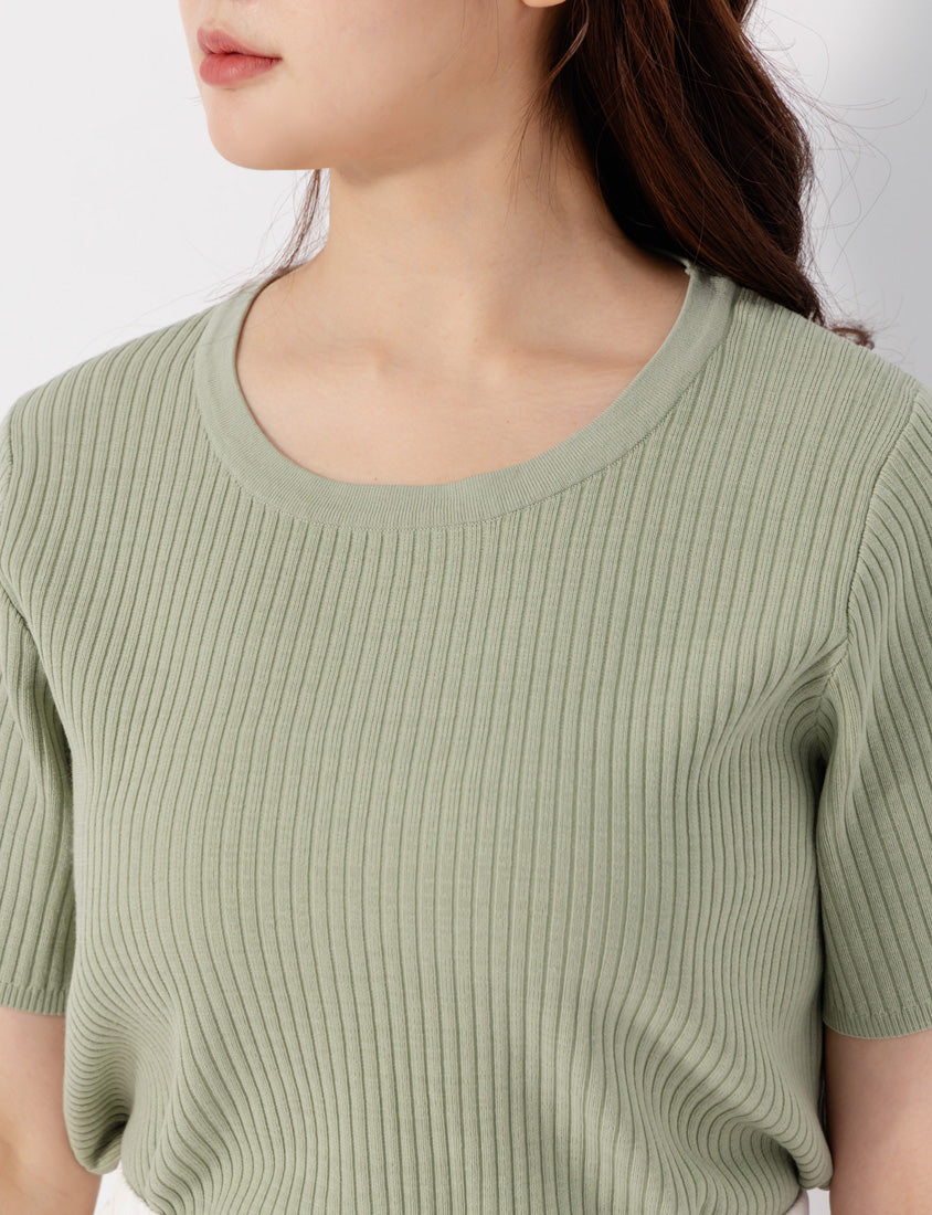 Cooling Lyocell Knit Plus Size Short Sleeve Top