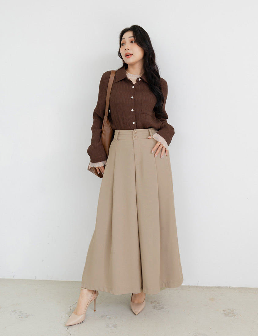 MISS. Wrinkle-Resistant High Waist A-Line Plus Size Tailored Wide Pants