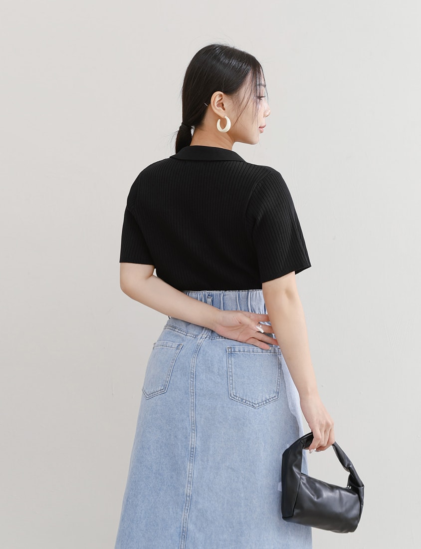 MISS. Versatile Icy Silk Faux Button Collar Plus Size Top