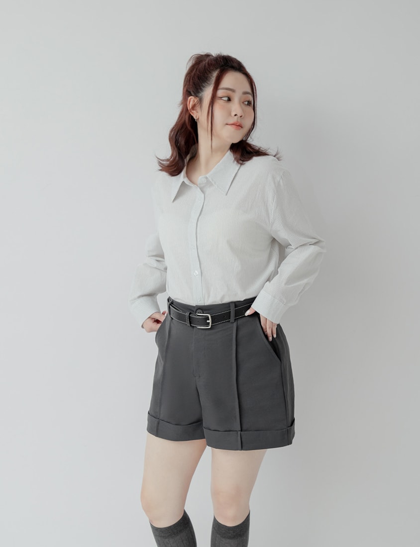 Classic Versatile Plus Size Striped Shirt