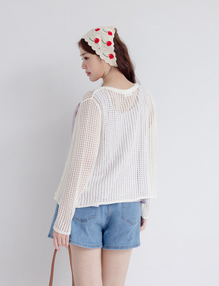 V-Neck Multicolor Ice Silk Plus Size Knit Cardigan