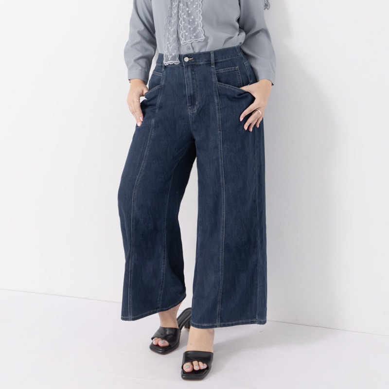 Standard Stitch Detail Plus Size Wide-Leg Jeans