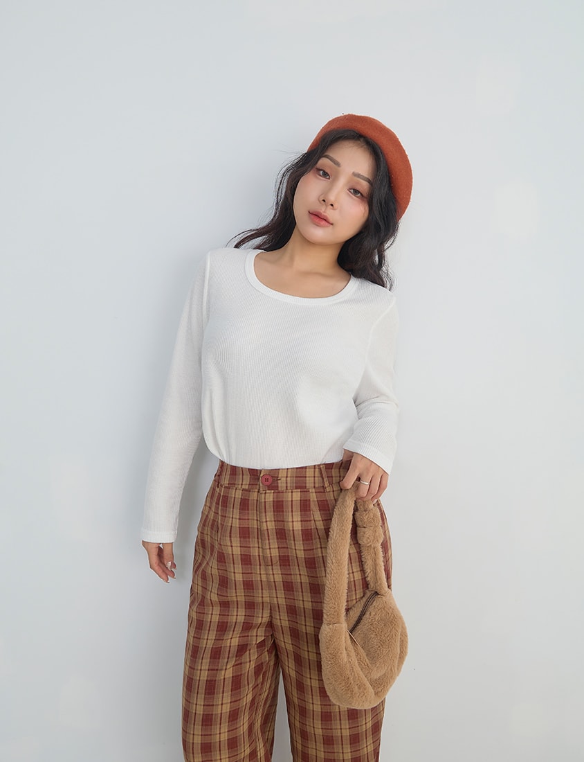 Casual Versatile Waffle Knit Plus Size Long Sleeve Top