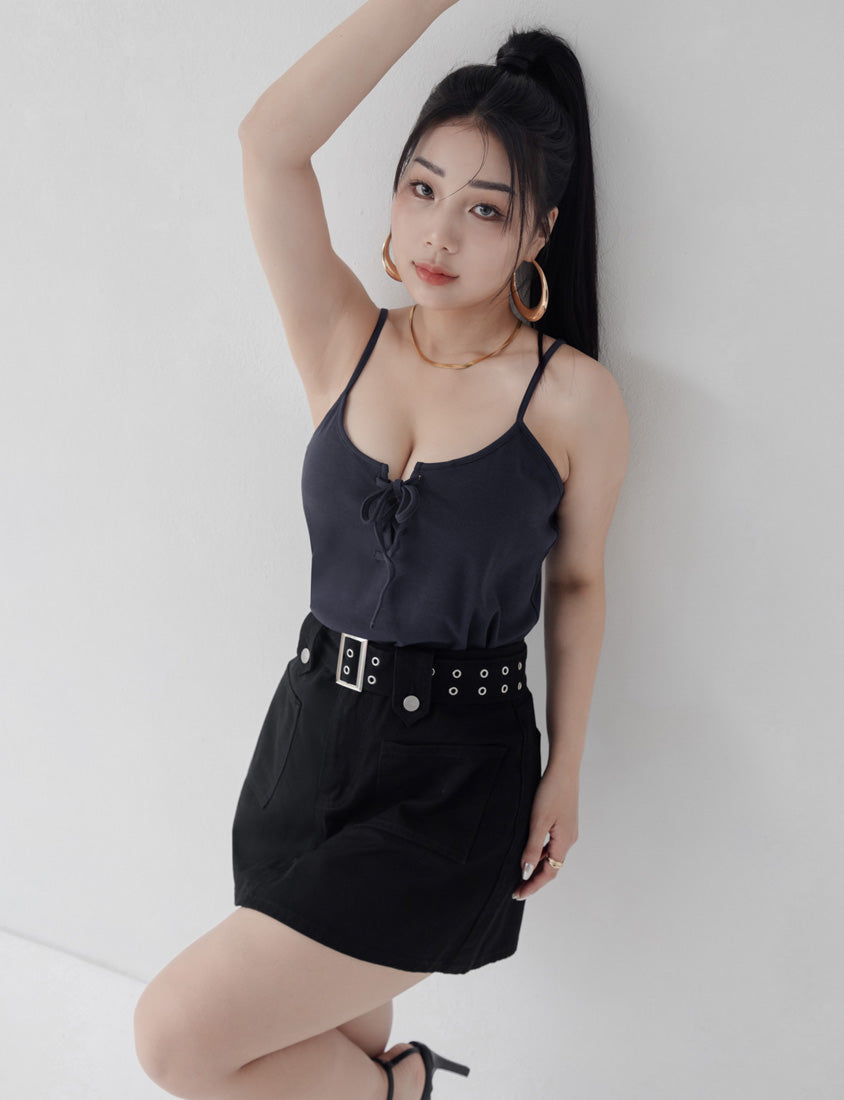 MUA! Ribbed Cross-Tie Adjustable Plus Size Cami Top
