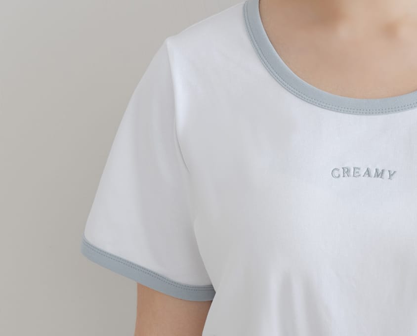 CREAMY Embroidered Color-Block Plus Size Tee