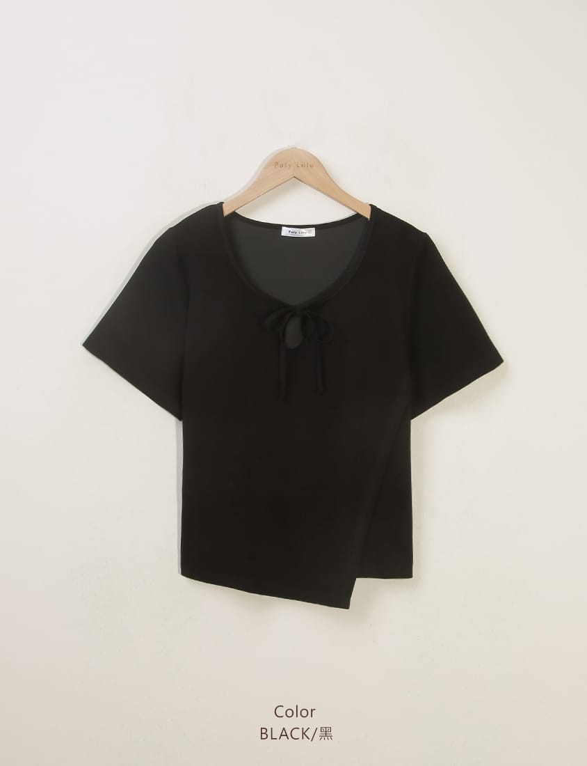 MUA! Space Cotton U-Neck Tie-Front Plus Size Top