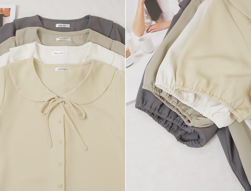 Sweet Front-Tie Oversized Plus Size Collar Blouse