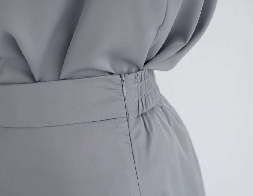 MISS. Fairy Double Layered Back Elastic Glossy Plus Size Maxi Skirt