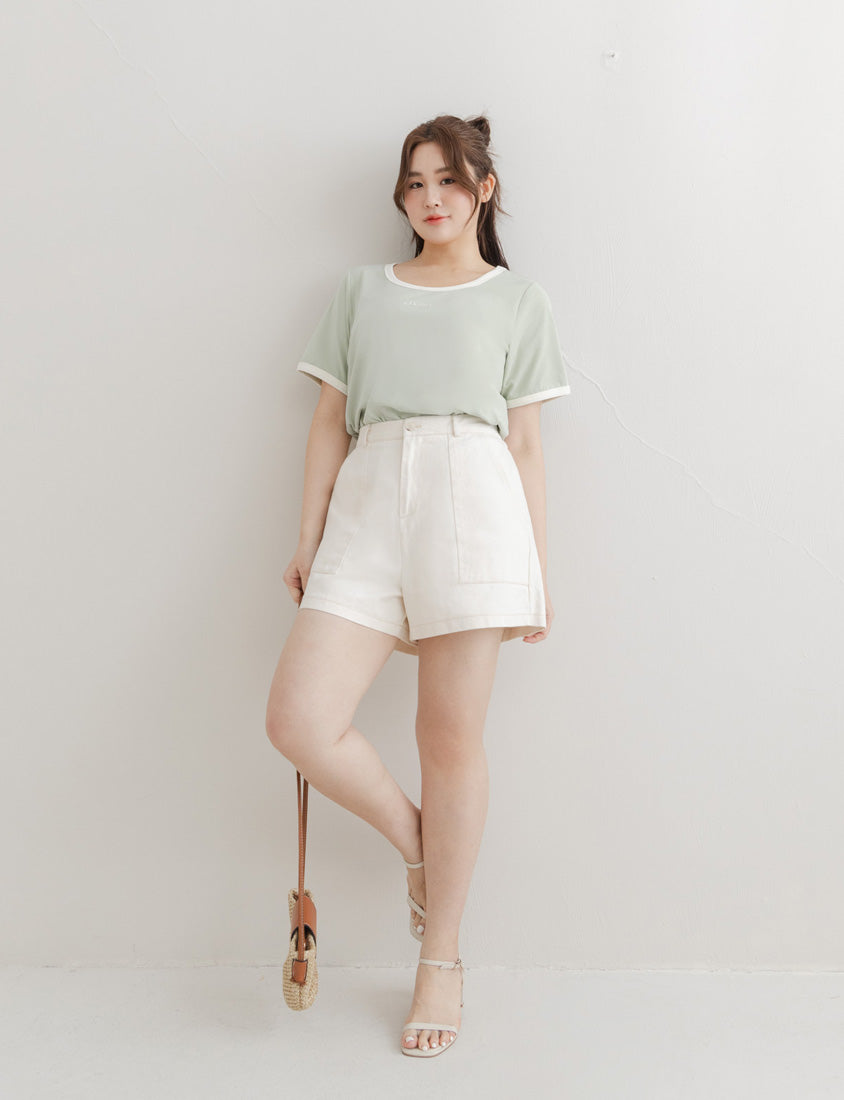 CREAMY Embroidered Color-Block Plus Size Tee