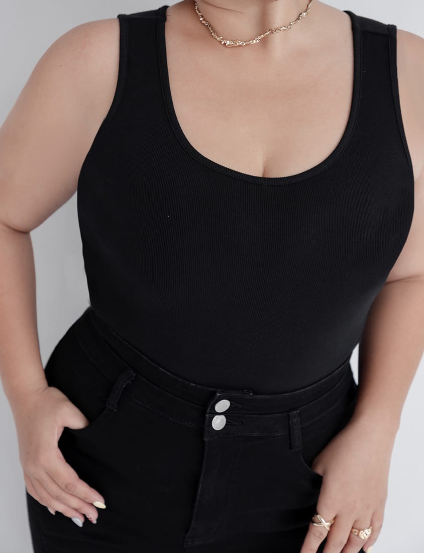 MUA! Layered Ribbed Contrast Plus Size Top