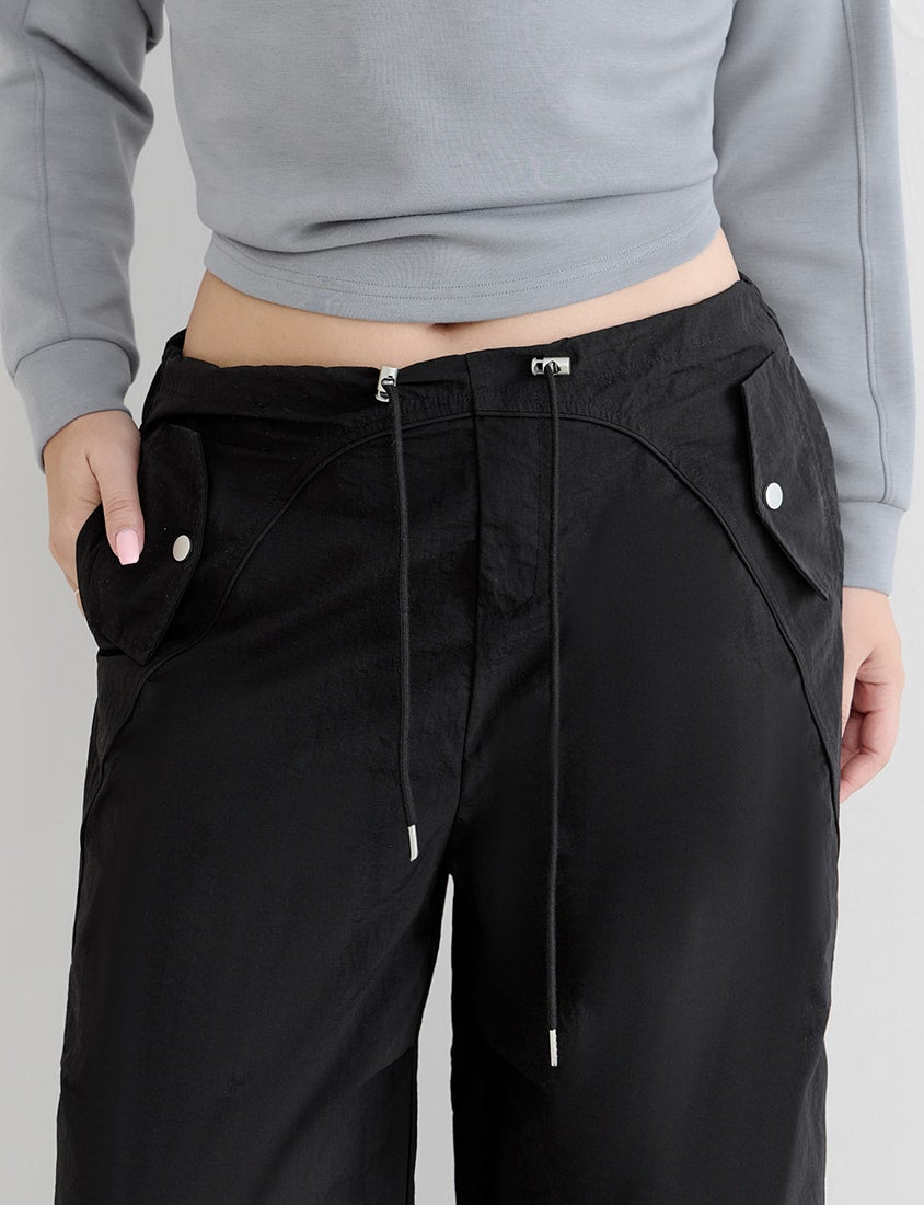 MUA! Edgy Utility Cargo Drawstring Pleated Plus Size Wide Leg Pants