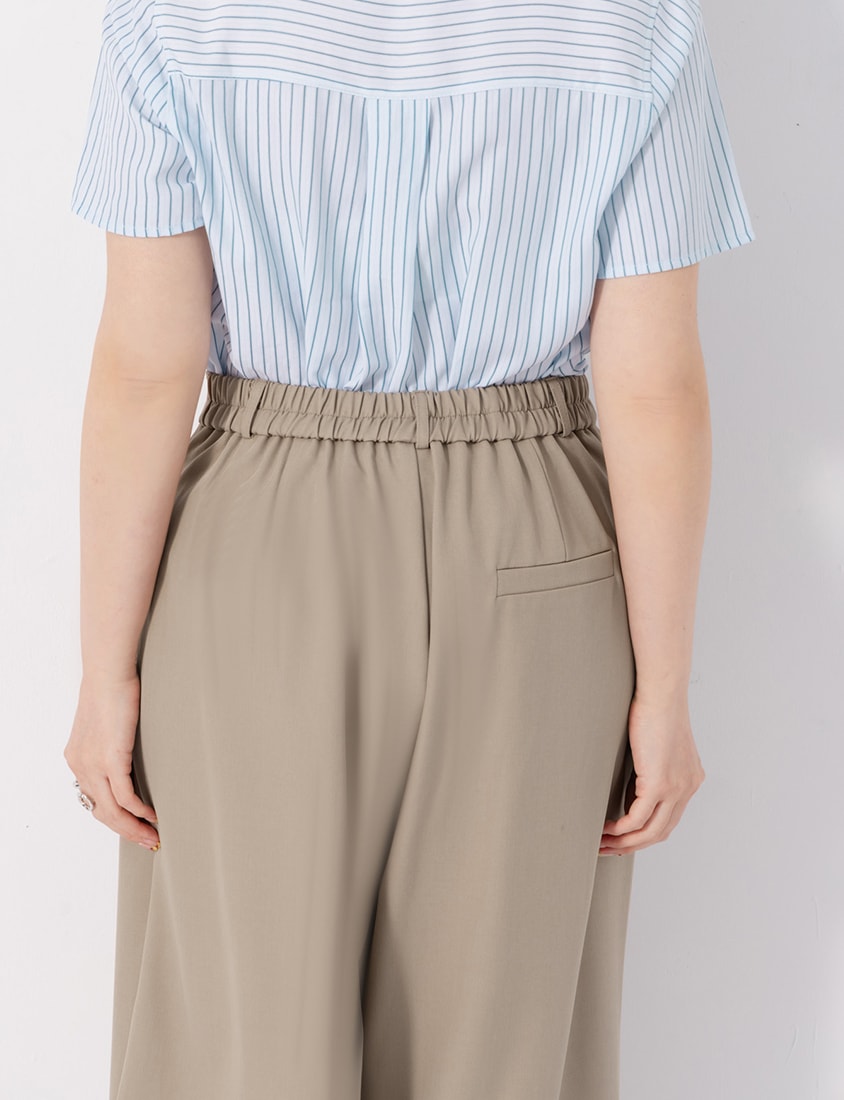 MISS. Wrinkle-Resistant Elastic Back Pleated Plus Size Trousers