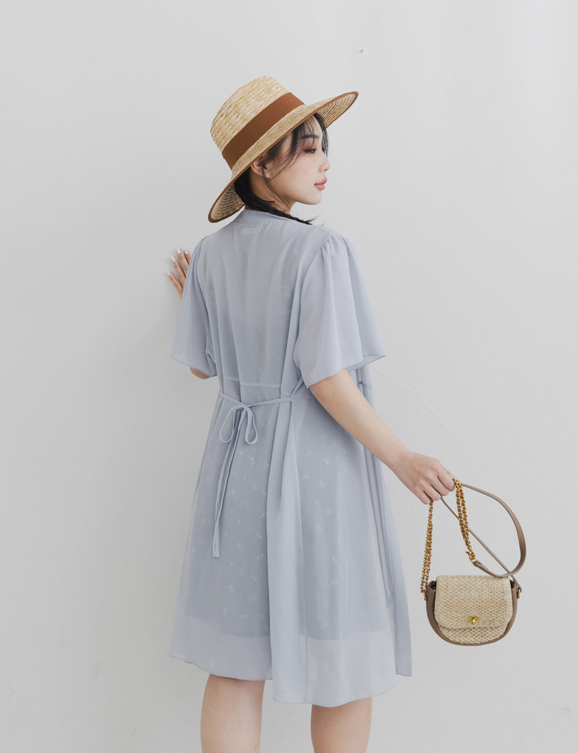 Sheer Vacation-Style Plus Size Long Cover-Ups (with Waist Tie)