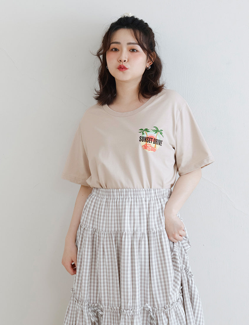Summer Sunset Graphic Crewneck Plus Size Tee