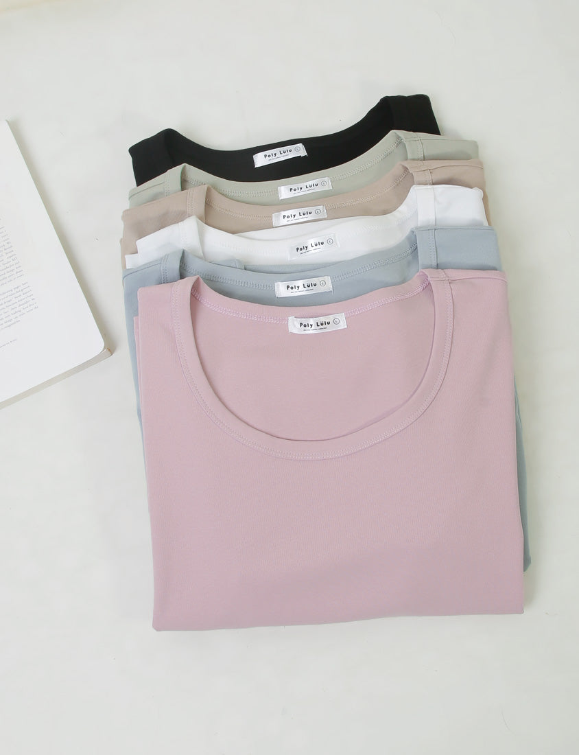U-Neck Multicolor Plus Size Comfy Slim Tee