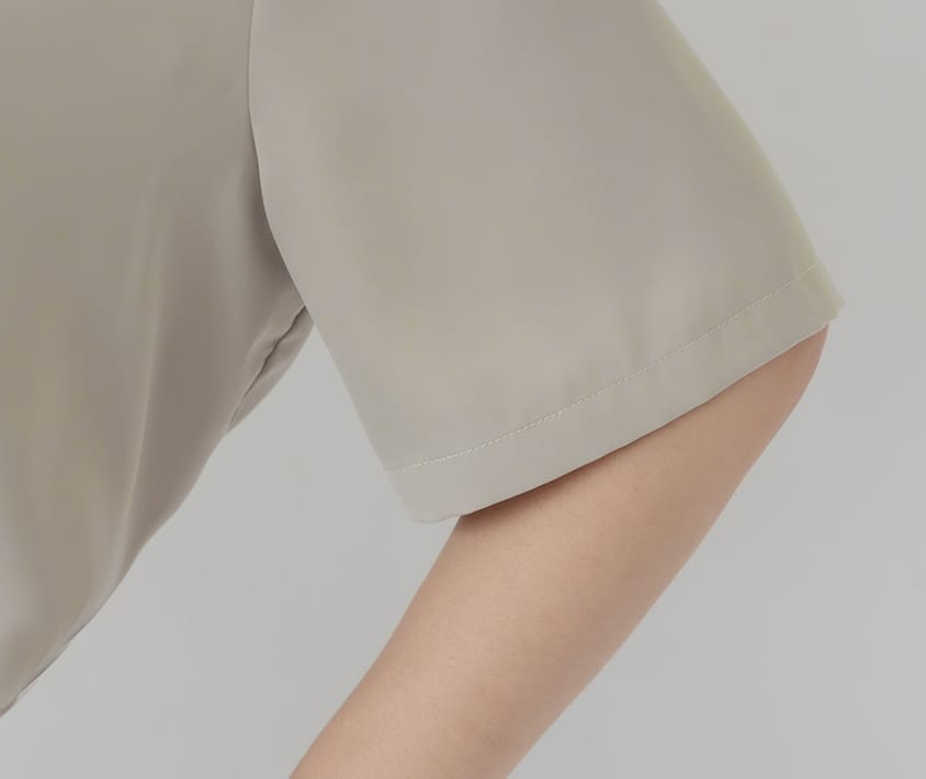 MISS. Glossy Satin Cuban Collar Plus Size Shirt With Floral Buttons