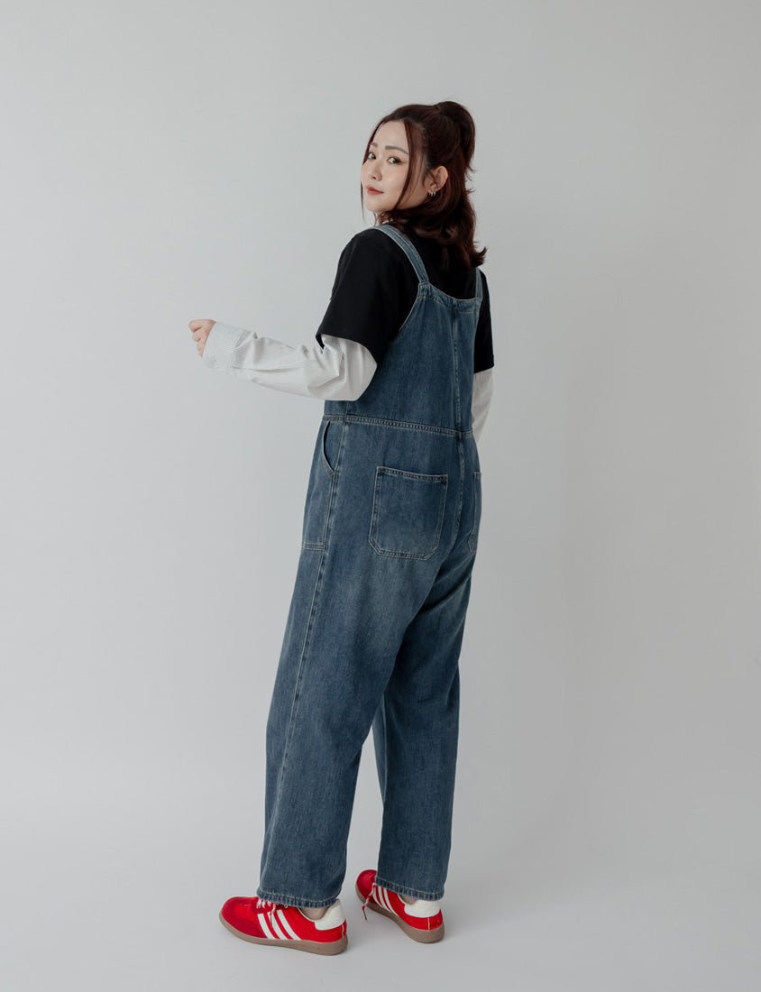 Distressed Button-Up Plus Size Denim Overalls