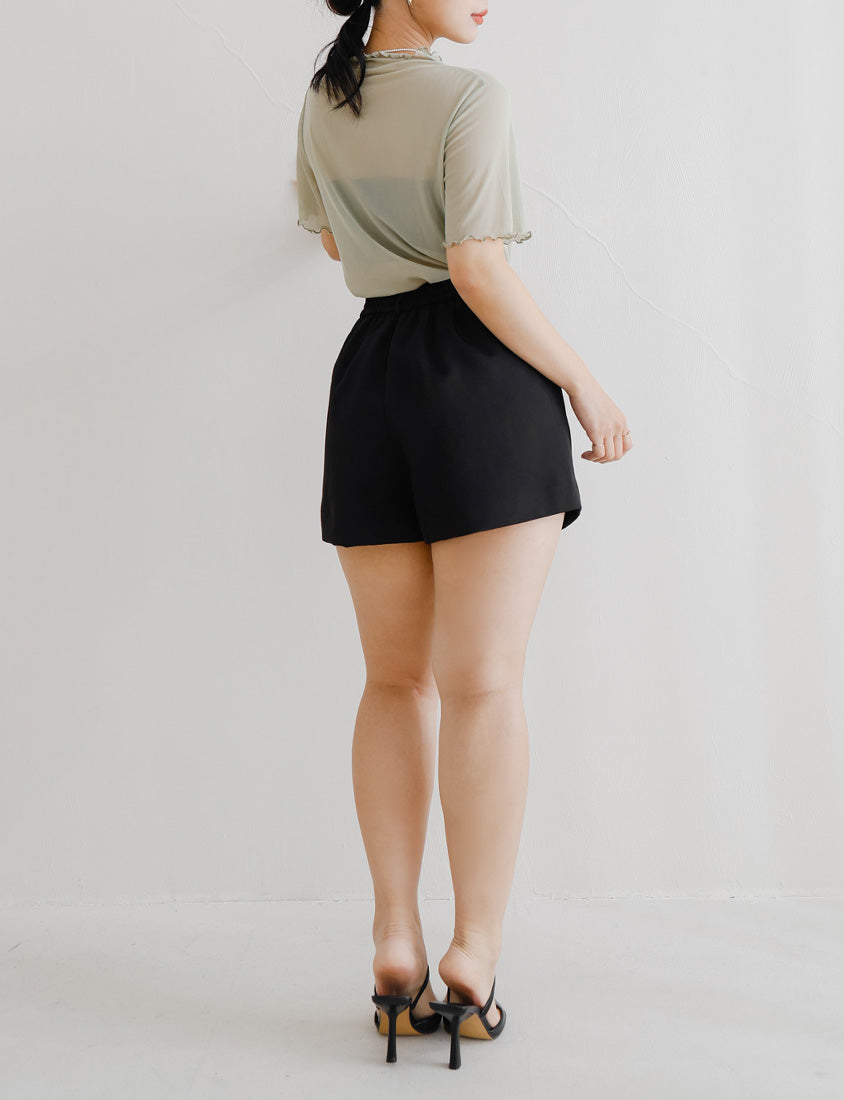 MISS. Elegant Back Elastic Waist Plus Size Tailored Shorts