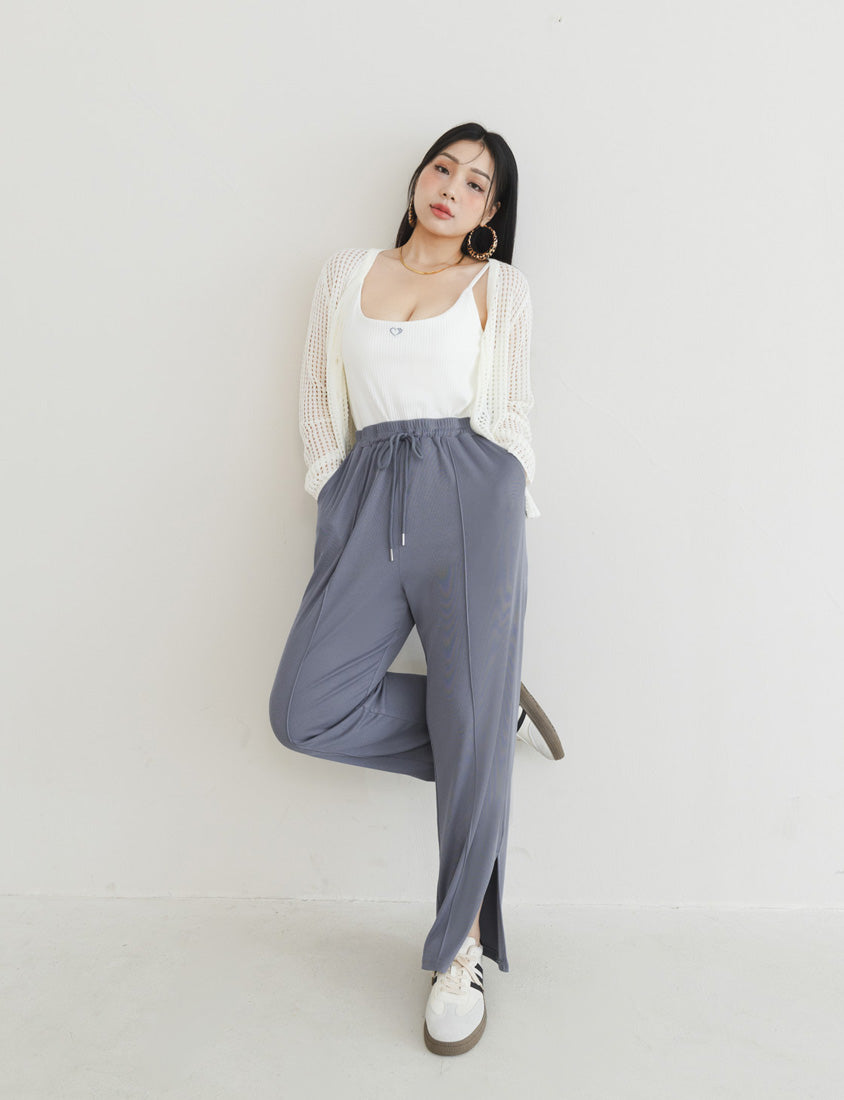 MUA! Ribbed Slimming Slit-Hem Plus Size Pants