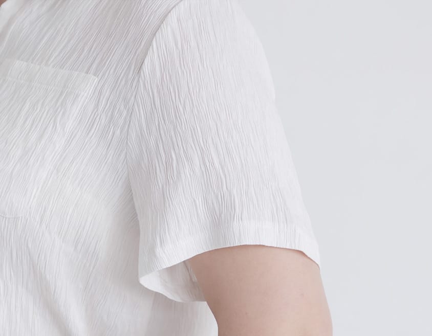Cuban Collar Crinkled Texture Large Pocket Plus Size Shirt
