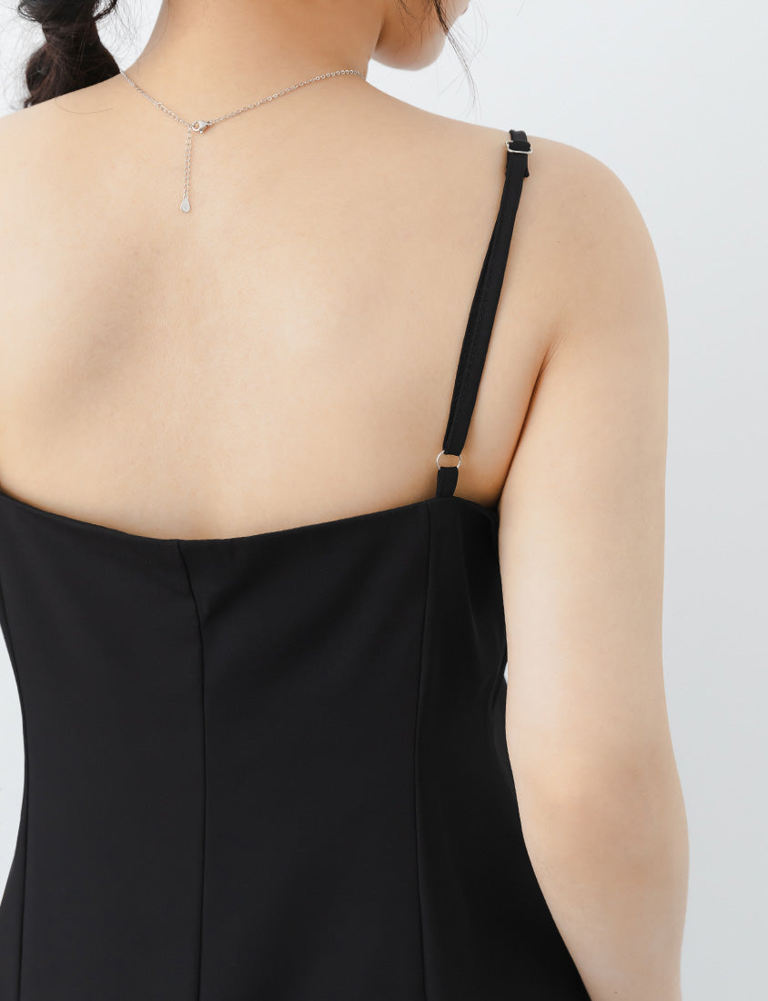 Wrinkle-Resistant Front Slit Adjustable Strap Plus Size Maxi Dress