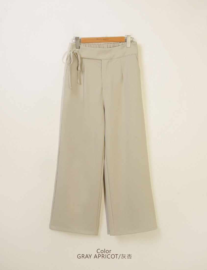 MISS. Lightweight Cooling Waist Tie Straight Leg Plus Size Tailored Pants