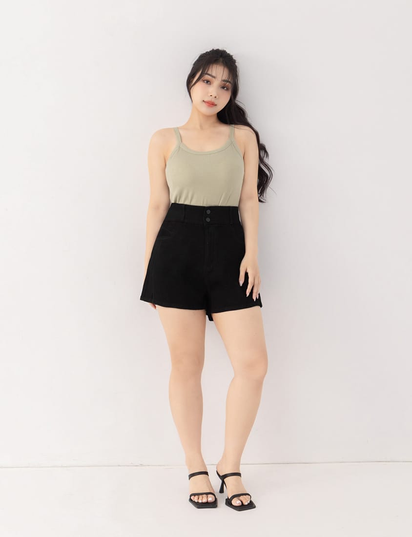 Ultra Waist-Sculpting Side Slit Slim Plus Size Denim Shorts