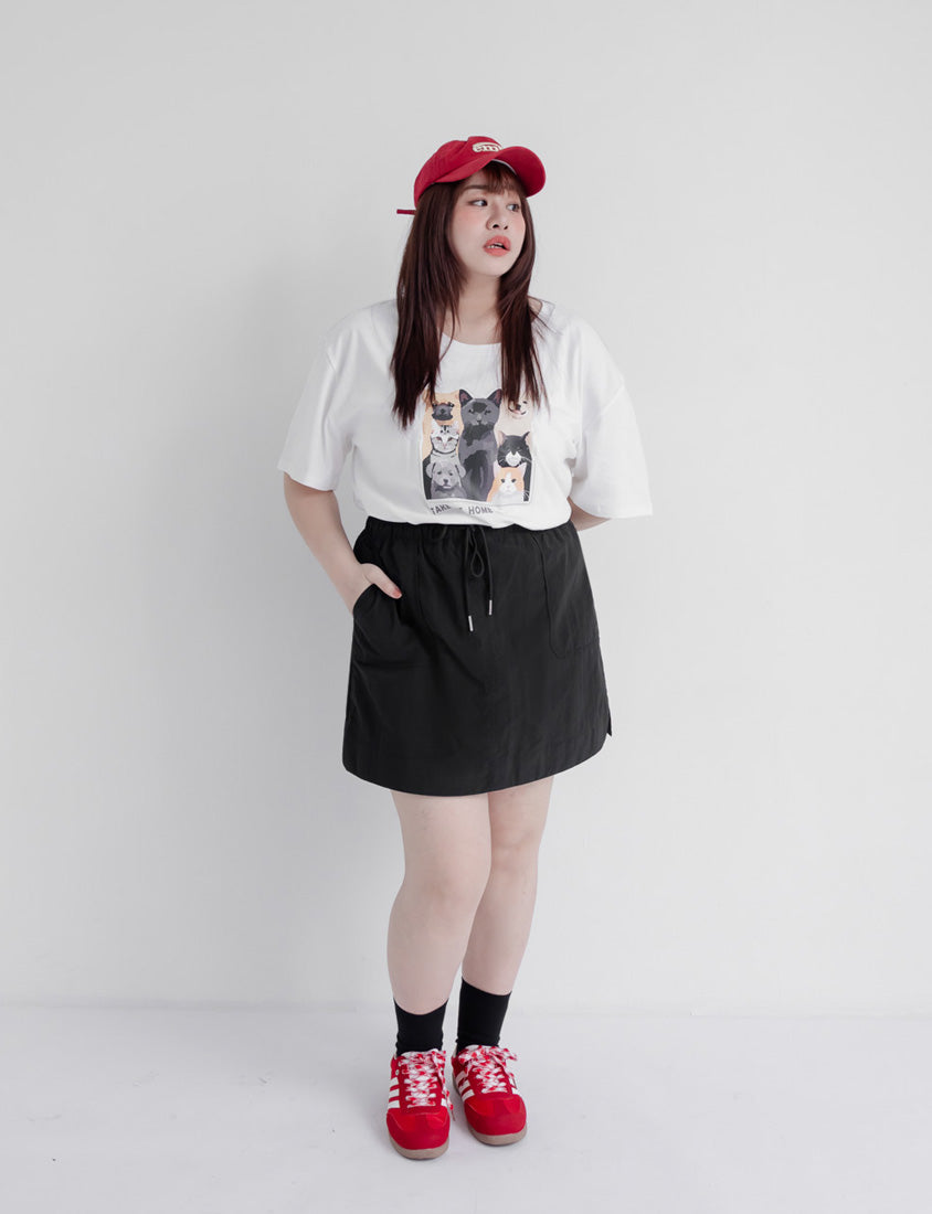 Unique PO’NYO Cargo Elastic Waist Plus Size Short Skirt (with Shorts)