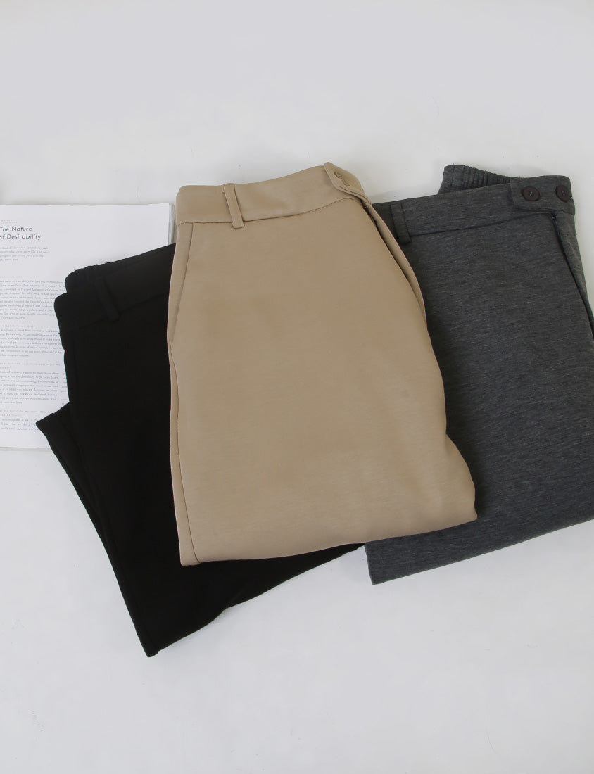 Miss. Space Cotton Back-Elastic Plus Size Straight-Leg Pants