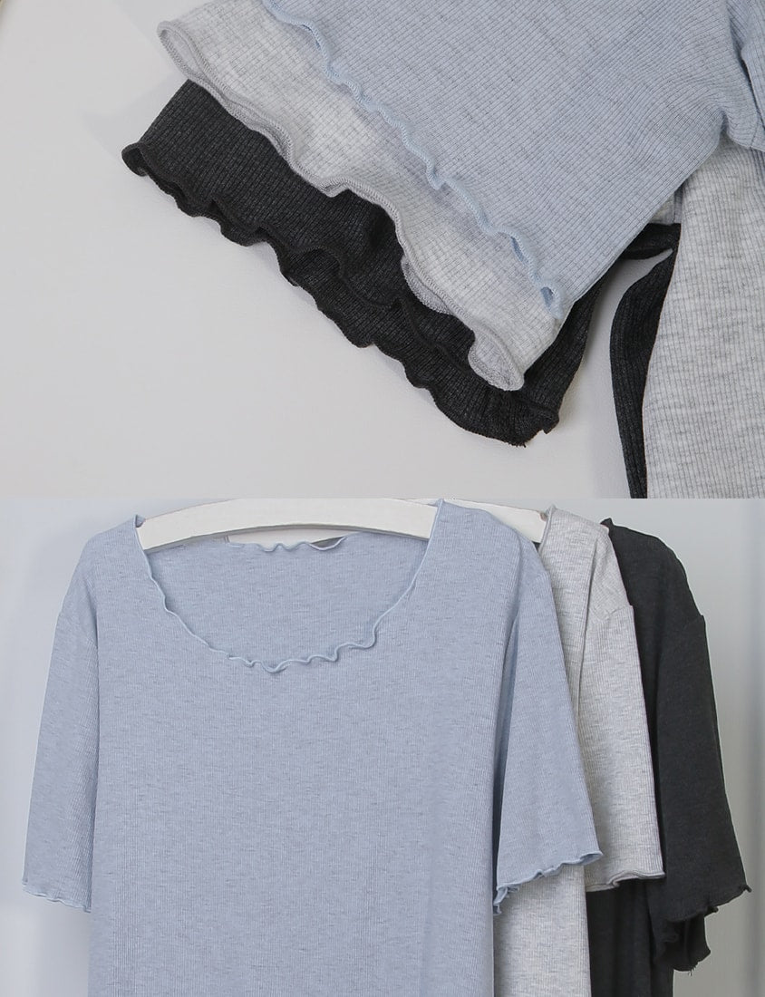 MISS. Versatile Wavy Edge Textured Plus Size Ribbed Top
