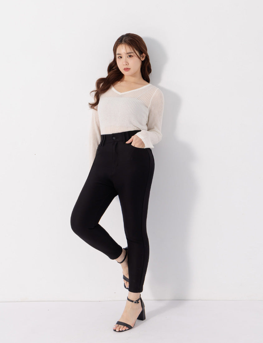 Lyocell Sheer Knit Plus Size Long Sleeve Top