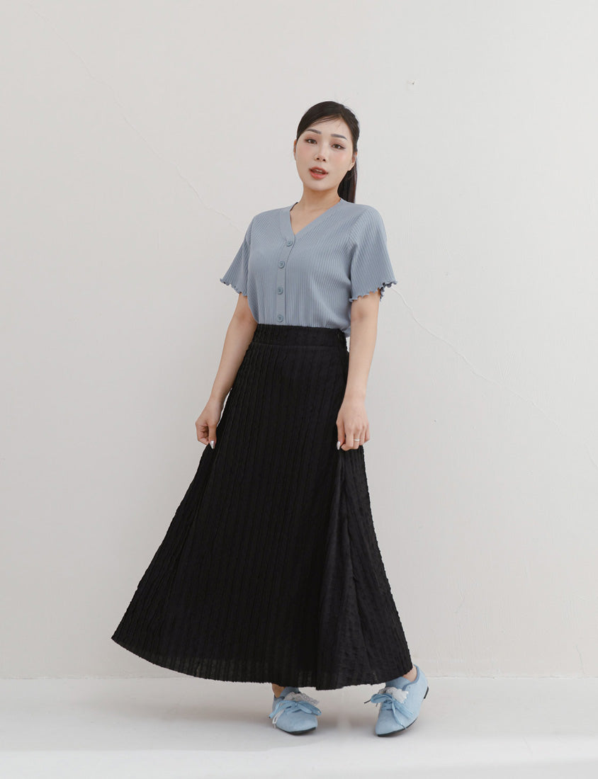 Cooling Lyocell Faux Button Plus Size Knit Top
