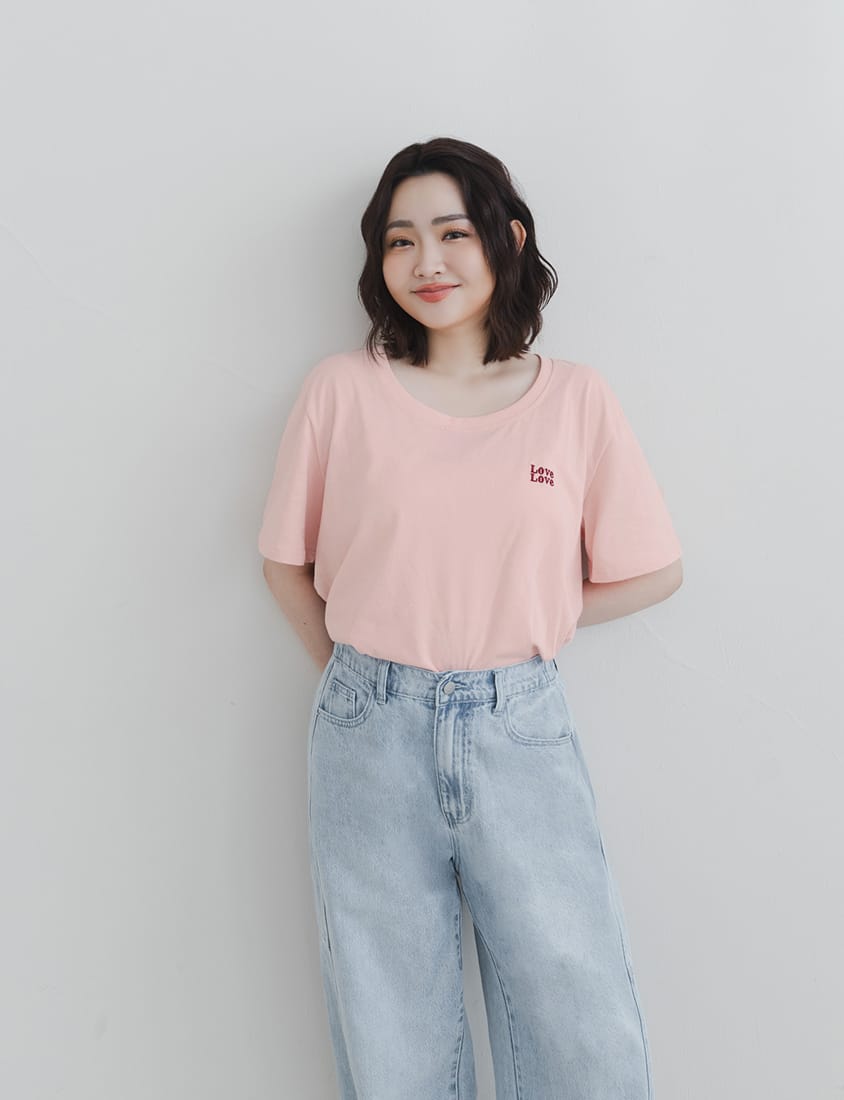 LOVE Soft Color-Block Plus-Size Embroidered Tee