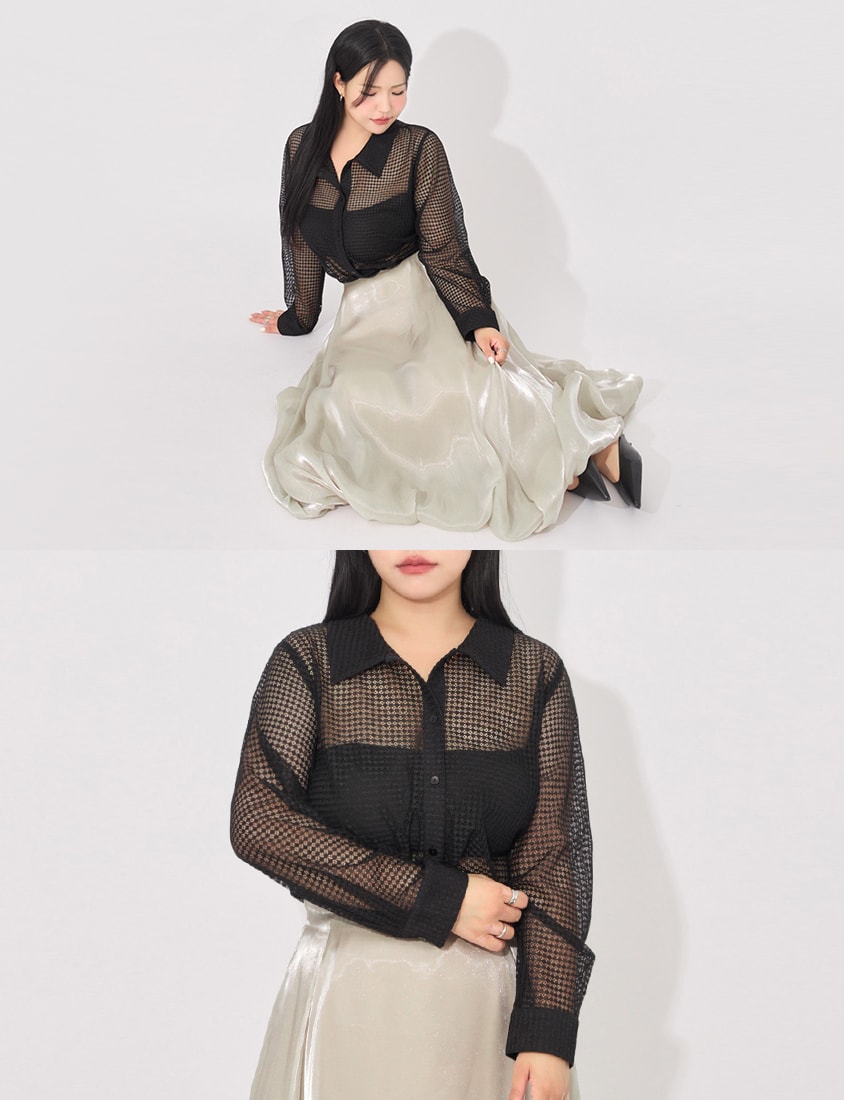 MORE U Textured Geometric Cut-Out Plus Size Shirt