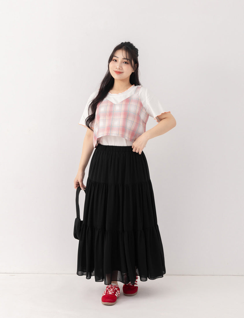 Multi-Layered Romantic Plus Size Chiffon Skirt