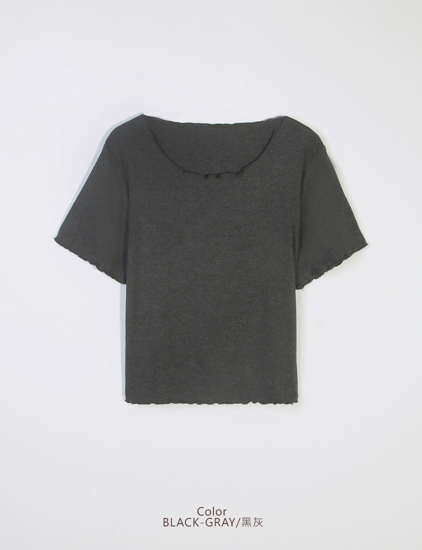 MISS. Versatile Wavy Edge Textured Plus Size Ribbed Top