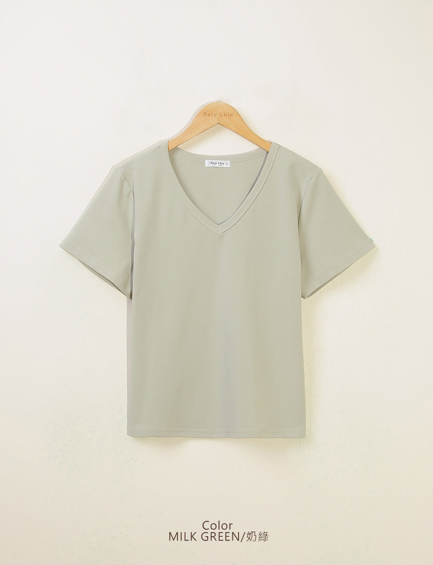 V-Neck Multicolor Plus Size Comfy Slim Tee