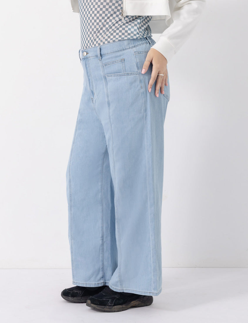 Standard Stitch Detail Plus Size Wide-Leg Jeans