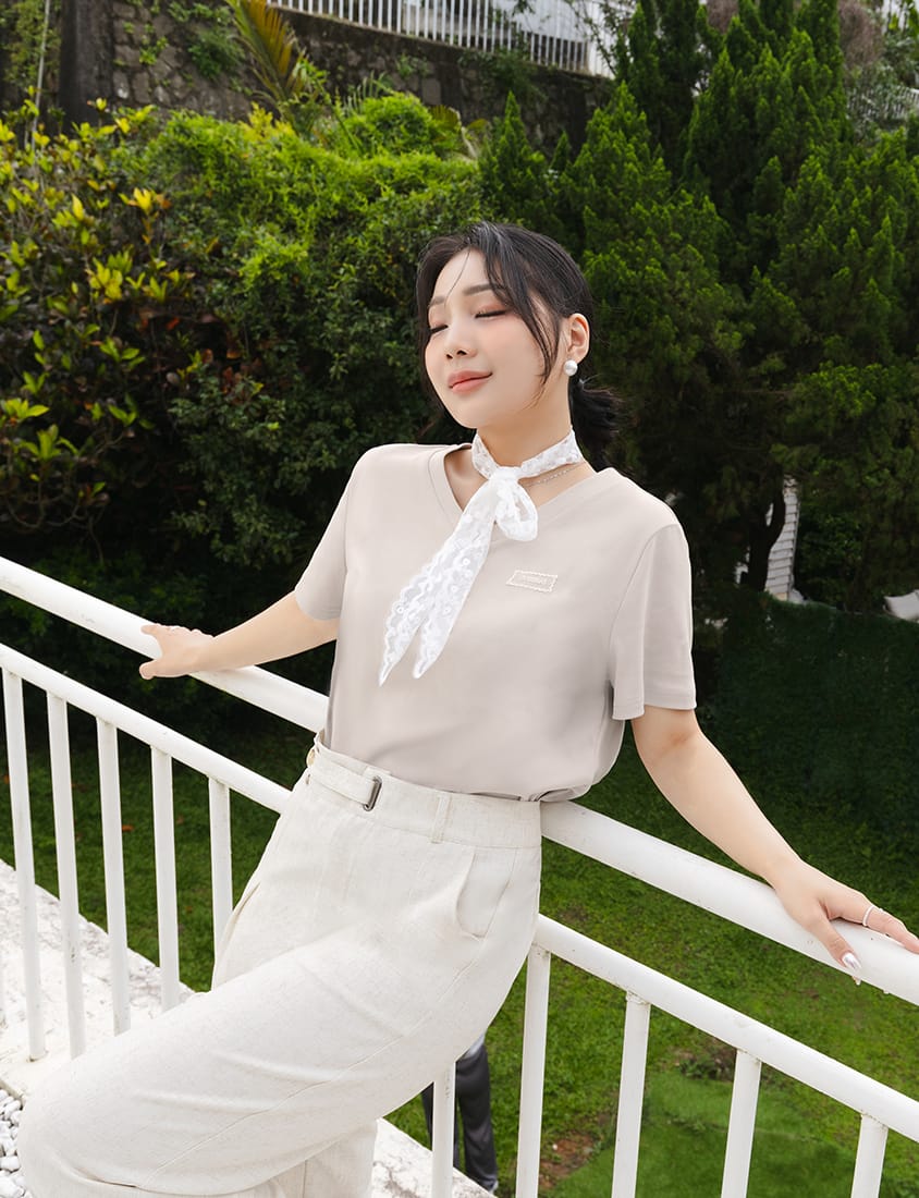 MISS. Cotton Linen Pleated Waist Plus Size Wide Leg Pants