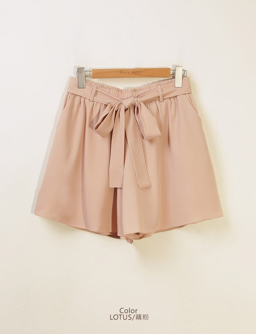 Floral Ruffled Elastic Waist Flowy Plus Size Mini Skort  (With Waist Tie)