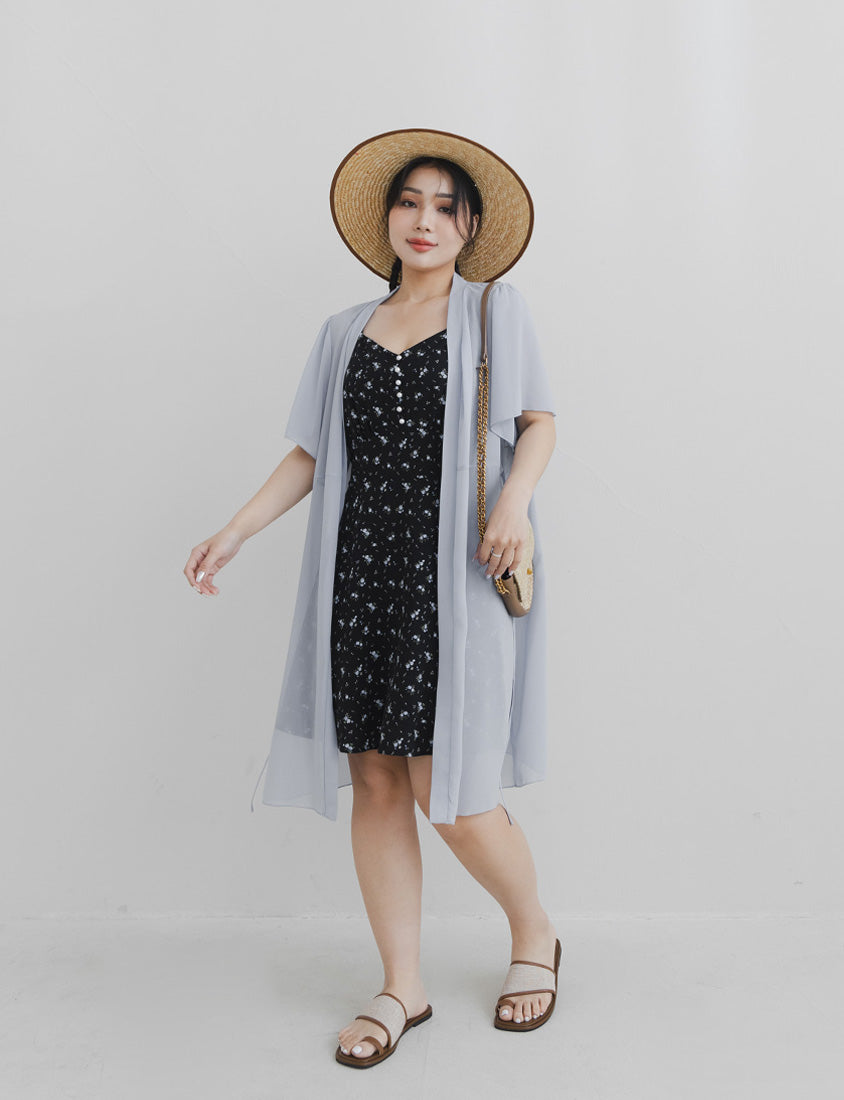 Sheer Vacation-Style Plus Size Long Cover-Ups (with Waist Tie)
