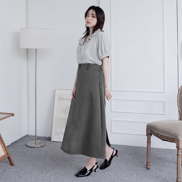 Miss. Space Cotton Back-Slit Plus Size Maxi Skirt