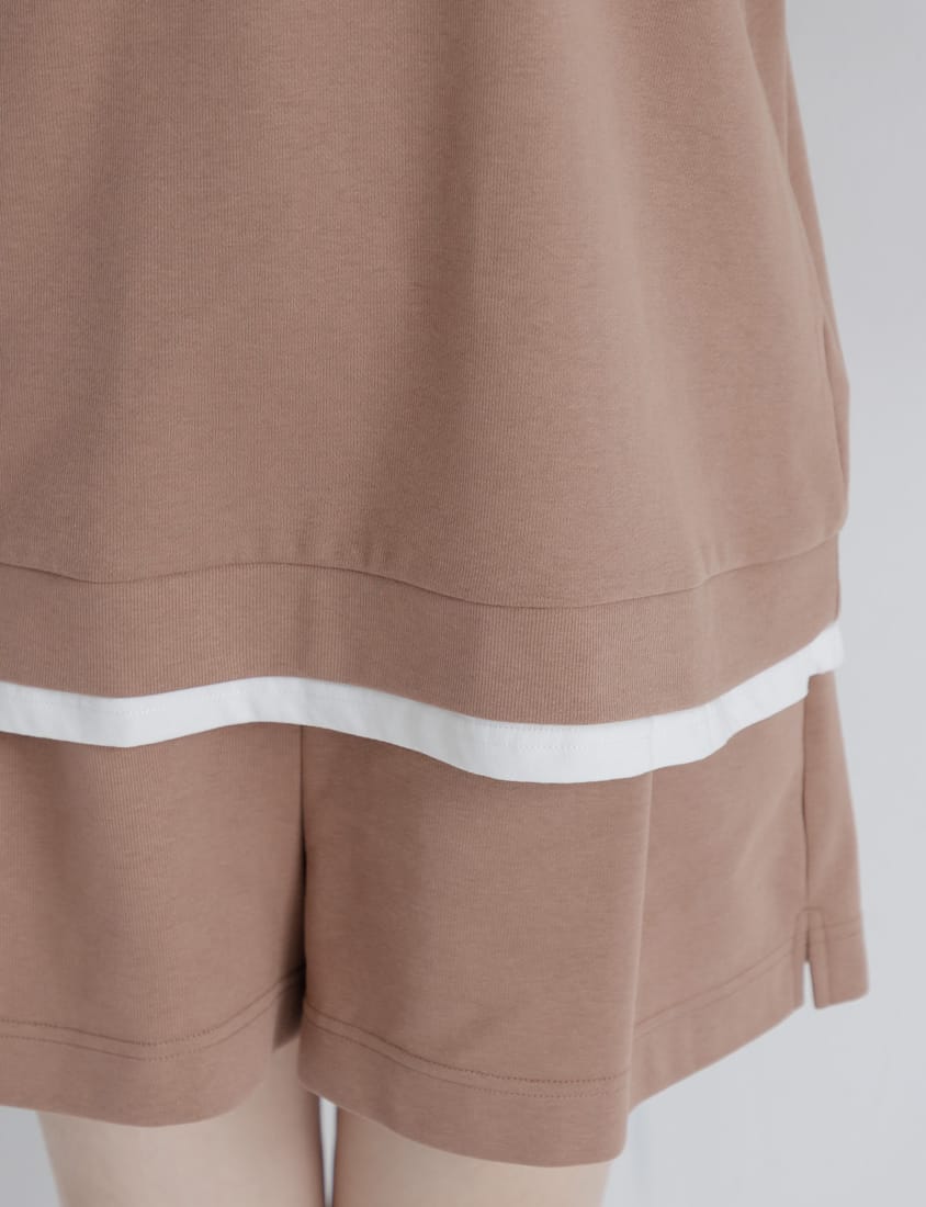 Zip-Up Faux Two-Piece Multicolor Plus Size Short Sleeve Tee