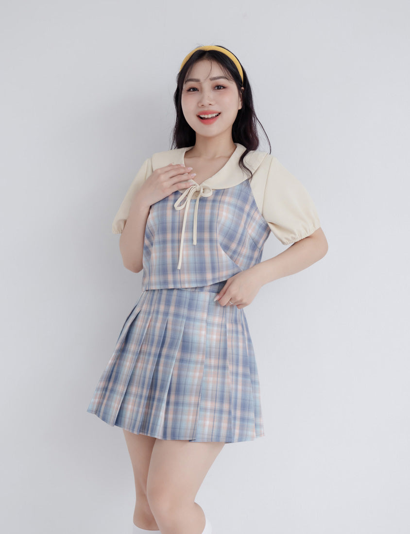 Sweet Front-Tie Oversized Plus Size Collar Blouse