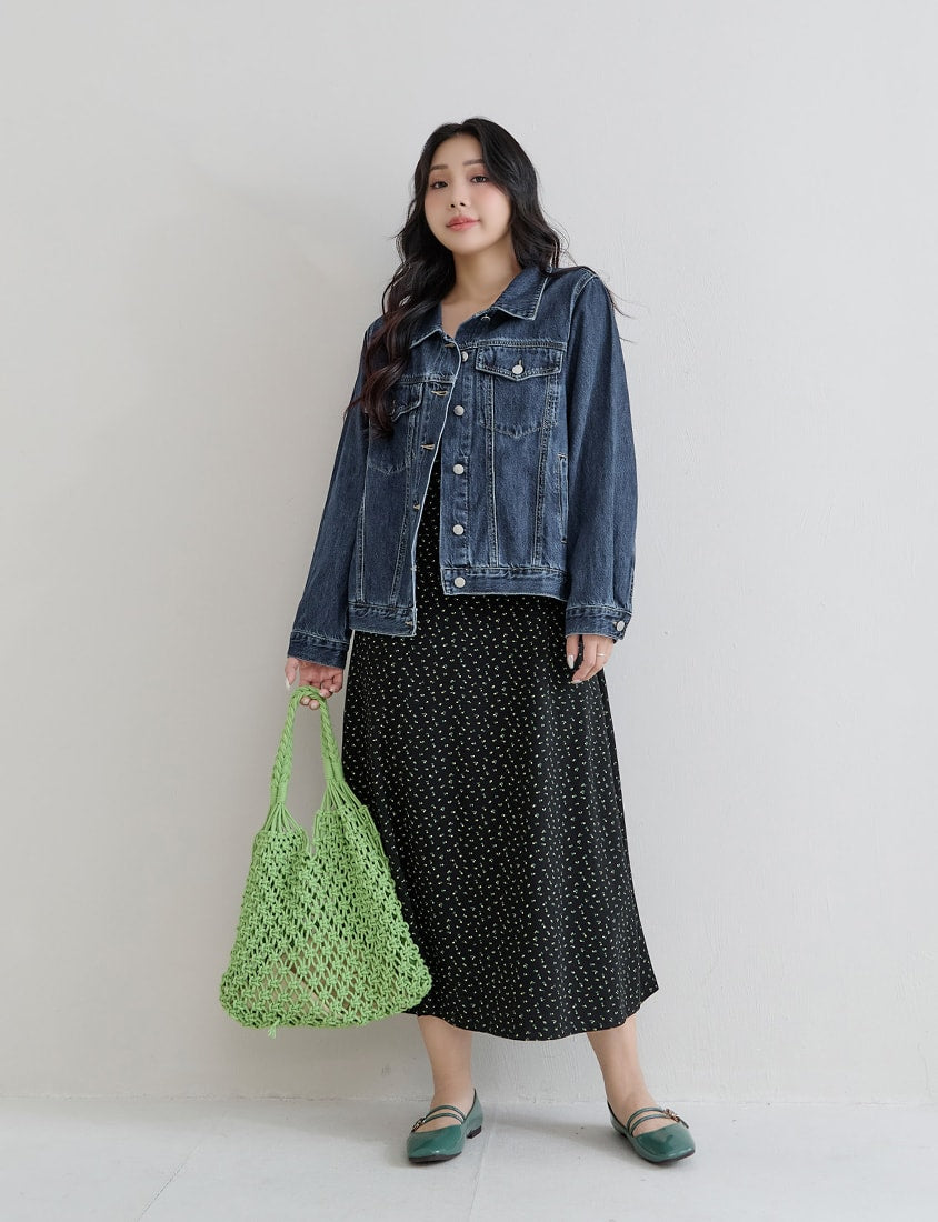 Casual Classic Denim Plus Size Long Sleeve Jacket