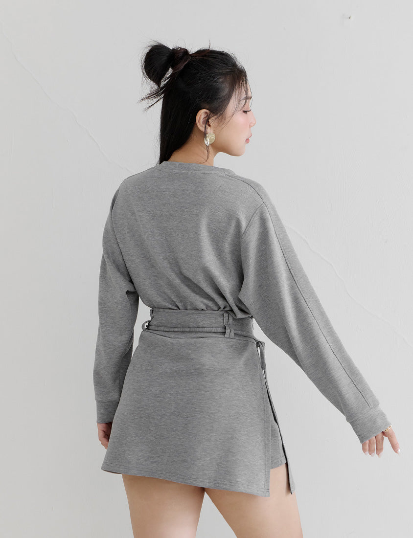 MUA! Cloud Cotton Front Cut-Out Plus Size Long Sleeve Top