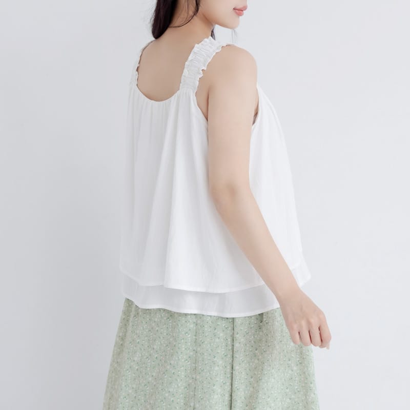 Summer Crinkled Double Layer Flounce Plus Size Top