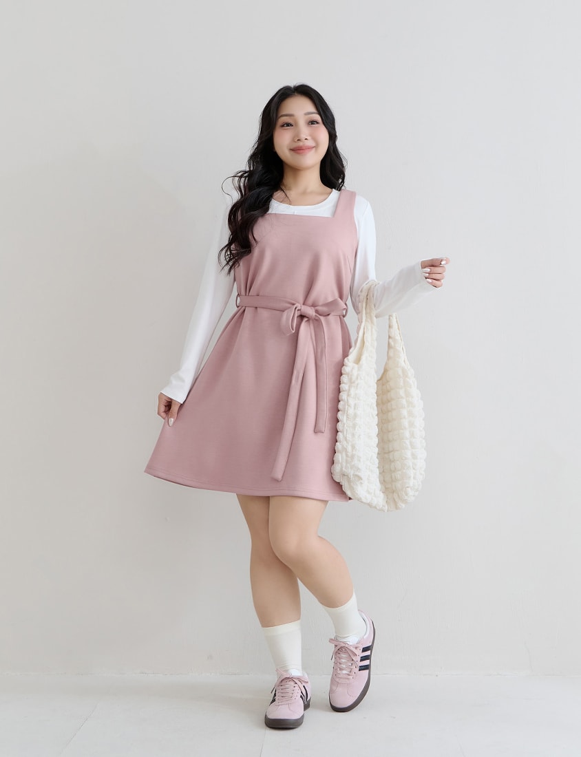 Crewneck 3D Pleated Plus Size Long Sleeve Tee